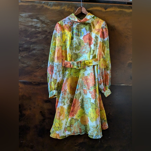 Sylvia Ann Dresses & Skirts - Vintage 1960 Sak’s Fifth Avenue chiffon belted rare dress